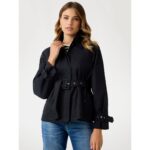 Guess W5yl01whdf1 Raphaelle Crop Kadın Trençkot – SİYAH - Görsel 5