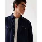 Guess M5yh26whf70 Washed Fluıd Tencel Erkek Bluz – LACİVERT - Görsel 4