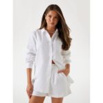 Guess W5yh87wcwa0 Ls Gen Lınen Kadın Gömlek – BEYAZ