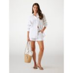 Guess W5yh87wcwa0 Ls Gen Lınen Kadın Gömlek – BEYAZ - Görsel 2