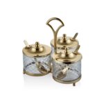 1pa-13852g Dc Standlı Yuvarlak 3lü Baharatlık Seti 21x21x19,5cm Altın – STANDART