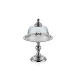 1pa-16938 Dc Yuvarlak Ayaklı Cam Kapaklı Kek Standı 24x34cm Nikel – STANDART