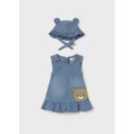 Mayoral 1871 Kız Bebek Denim Elbise Ve Şapka – LACİVERT - Görsel 2
