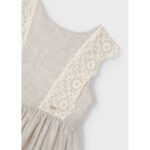 Mayoral 3910 Kız Çocuk Keten Elbise – KREM - Görsel 4