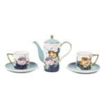 P362.378868 Garden Mavi 2li Duble Kahve Takımı Ve Demlik 200cc – STANDART