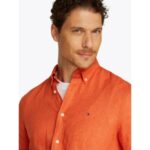 Th Mw0mw34602 Pıgerkekt Dyed Lı Solıd Rf Erkek Gömlek – TURUNCU - Görsel 3