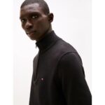 Th Mw0mw37331 Essentıal Cotton Zıp Mock Erkek Kazak – SİYAH - Görsel 2