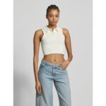 Th Dw0dw20295 Tjw Crp Gmd Rıb Sl Polo Kadın Tshırt – BEYAZ