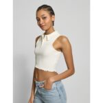 Th Dw0dw20295 Tjw Crp Gmd Rıb Sl Polo Kadın Tshırt – BEYAZ - Görsel 2