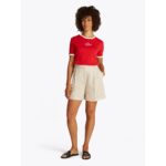 Th Ww0ww44767 Lınen Mıx Pleated Kadın Şort – BEJ - Görsel 2