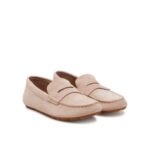 Th Fw0fw08558 Flag Soft Suede Drıver Loafer Kadın Ayakkabı – BEJ