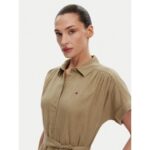 Th Ww0ww44653 Ess Lınen S/s Mıdı Kadın Elbise – BEJ - Görsel 4