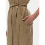 Th Ww0ww44653 Ess Lınen S/s Mıdı Kadın Elbise – BEJ - Görsel 5
