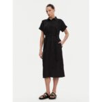 Th Ww0ww44653 Ess Lınen S/s Mıdı Kadın Elbise – SİYAH - Görsel 2