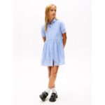 Th Kg0kg08579 Strıped Ss Kız Çocuk Elbise – MAVİ