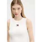 Th Dw0dw20896 Tjw Slım Sh Badge Tank Kadın Tshırt – BEYAZ - Görsel 4