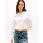 Th Dw0dw20947 Tjw Bxy Crp Scrıpt Lbl Crew Ext Kadın Sweatshirt – BEYAZ