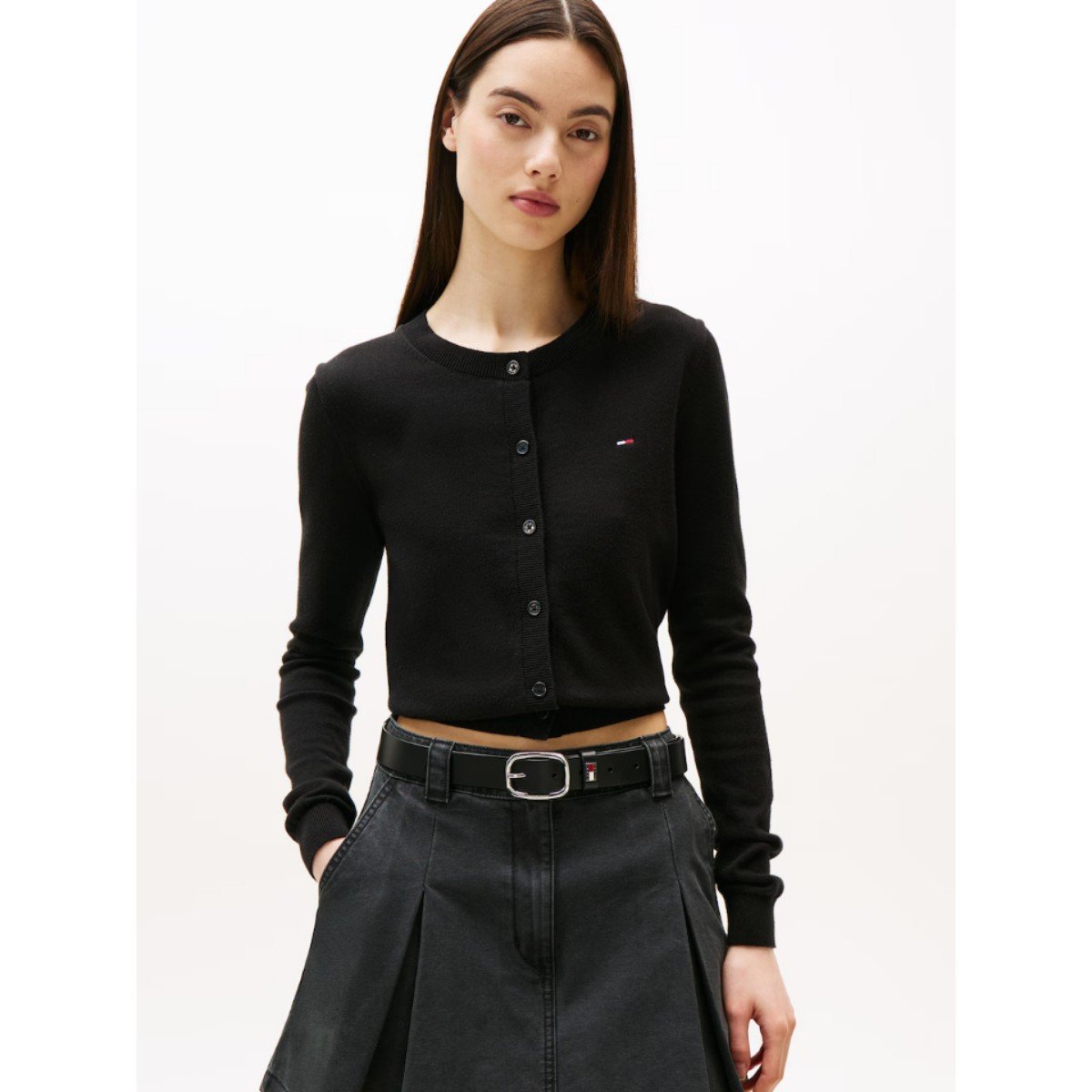 169072-0-th-dw0dw20976-tjw-essential-crew-neck-cardigan-kadin-sweaters-01034794e43b Th Dw0dw20976 Tjw Essentıal Crew Neck Cardıgan Kadın Sweaters – SİYAH - Görsel 1