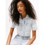 Th Dw0dw21072 Cropped Ss Shırt Cı6012 Kadın Gömlek – AÇIK MAVİ - Görsel 3