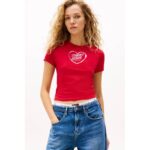 Th Dw0dw21390 Tjw Slım Sh Heart Tee Kadın Tshırt – KIRMIZI