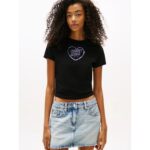 Th Dw0dw21390 Tjw Slım Sh Heart Tee Kadın Tshırt – SİYAH