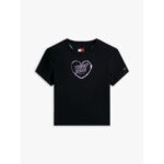 Th Dw0dw21390 Tjw Slım Sh Heart Tee Kadın Tshırt – SİYAH - Görsel 5