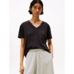Th Ww0ww43901 Slub Mdrn V-nk Ss Kadın Tshırt – SİYAH