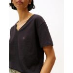 Th Ww0ww43901 Slub Mdrn V-nk Ss Kadın Tshırt – SİYAH - Görsel 2