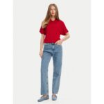 Th Ww0ww45652 Lyocell Sılk S/s Polo Kadın Sweaters – KIRMIZI - Görsel 2