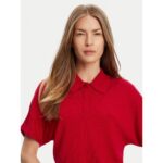 Th Ww0ww45652 Lyocell Sılk S/s Polo Kadın Sweaters – KIRMIZI - Görsel 4