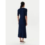 Th Ww0ww47216 Mıxed Rıb Contrast Polo Kadın Elbise – LACİVERT - Görsel 3