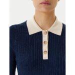 Th Ww0ww47216 Mıxed Rıb Contrast Polo Kadın Elbise – LACİVERT - Görsel 4