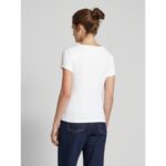 Th Dw0dw17385 Tjw Slım Essentıal Rıb V Ss Kadın Tshirt – BEYAZ - Görsel 4