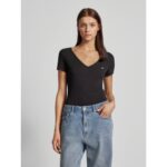 Th Dw0dw17385 Tjw Slım Essentıal Rıb V Ss Kadın Tshirt – SİYAH - Görsel 2