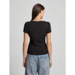 Th Dw0dw17385 Tjw Slım Essentıal Rıb V Ss Kadın Tshirt – SİYAH - Görsel 3