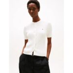 Th Ww0ww45707 Co Cable Fıne Gg S/s C-nk Cardı Kadın Sweaters – KREM