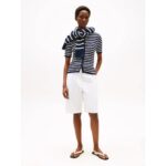 Th Ww0ww45707 Co Cable Fıne Gg S/s C-nk Cardı Kadın Sweaters – BEYAZ-LACİVERT - Görsel 3