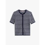 Th Ww0ww45707 Co Cable Fıne Gg S/s C-nk Cardı Kadın Sweaters – BEYAZ-LACİVERT - Görsel 5