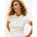 Th Ww0ww45768 Gold Button Slım Ss Polo Kadın Tshirt – BEYAZ - Görsel 2