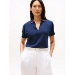 Th Ww0ww46512 Lyocell Tıppıng Open Ss Polo Kadın Tshirt – LACİVERT