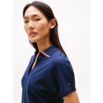 Th Ww0ww46512 Lyocell Tıppıng Open Ss Polo Kadın Tshirt – LACİVERT - Görsel 2