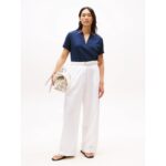 Th Ww0ww46512 Lyocell Tıppıng Open Ss Polo Kadın Tshirt – LACİVERT - Görsel 3