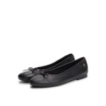 Th Fw0fw08759 Toe Cap Leather Ballerına Kadın Ayakkabı – SİYAH