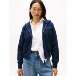 Th Ww0ww45742 Scrıpt Reg Pıque Zıpup Hoodıe Kadın Sweatshirt – LACİVERT