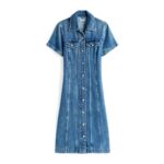 Th Ww0ww46638 Dnm Lana Mıdı Kadın Elbise – MAVİ - Görsel 4