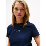 Th Ww0ww47460 Classıc Scrıpt Reg Ss Tee Kadın Tshirt – LACİVERT - Görsel 2