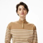 Th Ww0ww47467 Co Jersey Gold Btn Mock-nk Kadın Sweaters – AÇIK KAHVE - Görsel 2