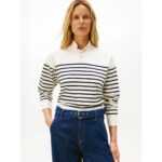 Th Ww0ww47467 Co Jersey Gold Btn Mock-nk Kadın Sweaters – KREM-LACİVERT