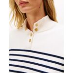 Th Ww0ww47467 Co Jersey Gold Btn Mock-nk Kadın Sweaters – KREM-LACİVERT - Görsel 2