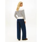 Th Ww0ww47467 Co Jersey Gold Btn Mock-nk Kadın Sweaters – KREM-LACİVERT - Görsel 4